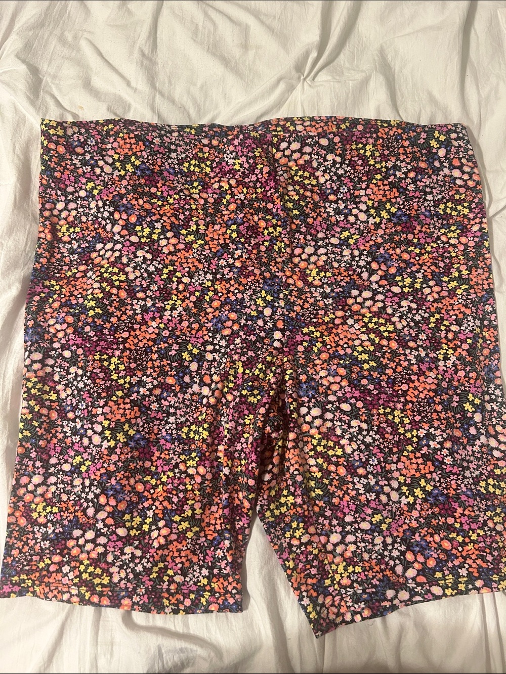 H&M Purple Floral Bike Shorts with Multi-Colored Print